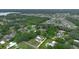 Overhead view of a residential area dotted with trees, showcasing homes, pools and a nearby lake at 103 Longhorn Rd, Winter Park, FL 32792
