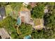 Overhead view of property with pool and bordered property lines nestled among lush green trees at 112 Brandywine Ln, Longwood, FL 32779
