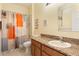 Functional bathroom with a large vanity and combination shower and bathtub at 14741 Sapodilla Dr, Orlando, FL 32828