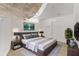 Bedroom features a queen-sized bed, nightstands, modern decor, and an interior door at 155 S Court Ave # 2008, Orlando, FL 32801