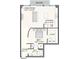 Detailed floorplan showcasing the layout of a one bedroom condo, living area, kitchen, and bath at 155 S Court Ave # 2008, Orlando, FL 32801