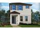Charming two-story home featuring gray siding, blue shutters, and a covered entryway, perfect for a modern Gathering at 16538 Silver Brook Way, Winter Garden, FL 34787