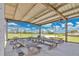 Community pavilion with picnic tables and a basketball court in the background at 321 Thomasdale Ave, Haines City, FL 33844