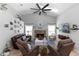 Spacious living room with a stone fireplace and vaulted ceilings at 341 Sprucewood Rd, Lake Mary, FL 32746