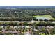 Aerial view of a neighborhood with lush trees, and some homes with swimming pools at 402 S Lake Victoria Cir, Deland, FL 32724
