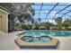 Relaxing screened-in pool and spa area with comfortable seating, creating a perfect outdoor oasis at 8713 S Bay Dr, Orlando, FL 32819