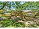 Backyard featuring mature landscaping, a pergola, a firepit and outdoor furniture at 1608 Victoria Way, Winter Garden, FL 34787