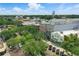 Aerial view of a town featuring diverse buildings, verdant trees, and street parking at 108 Stanton Estates Cir, Winter Garden, FL 34787
