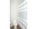 Bright bathroom features a shower with gray and white striped curtain at 149 Southampton Dr, Kissimmee, FL 34744