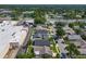 Aerial view showcasing a residential neighborhood next to a commercial zone and green spaces at 293 Drosdick Dr, Casselberry, FL 32707
