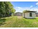 Large backyard with well-maintained grass and separate shed building, providing plenty of outdoor space at 612 Florida Ave, St Cloud, FL 34769