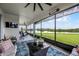 Relaxing screened patio with ceiling fan and amazing view of the water at 15208 Lake Claire Overlook Dr, Winter Garden, FL 34787