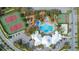 Aerial view showcasing the community's pool, tennis courts, and recreational areas at 2346 Silver Palm Dr, Kissimmee, FL 34747