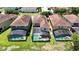 Aerial view of homes with screened-in pools and neatly maintained lawns at 2985 Buccaneer Palm Rd, Kissimmee, FL 34747