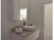 Modern bathroom with stylish sink, dark hardware, and white vanity with gray countertop at 346 Bowfin Ct, Kissimmee, FL 34759