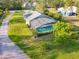 Aerial view of the screened-in pool area with lush landscaping and private backyard at 6975 Maverick Trl, St Cloud, FL 34771