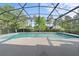 Screened pool with a serene setting surrounded by lush trees and landscaping at 6975 Maverick Trl, St Cloud, FL 34771