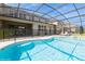 Sparkling pool and patio area surrounded by a screen enclosure for outdoor enjoyment at 7017 Oakwood St, Davenport, FL 33837