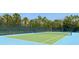 Well-maintained tennis court surrounded by lush greenery, perfect for recreation and sports at 7017 Oakwood St, Davenport, FL 33837