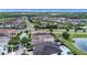 Aerial view showcasing community with ponds, parks and well-maintained lawns at 970 Golden Bear Dr, Reunion, FL 34747