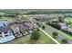 Beautiful aerial view of a planned community with modern homes, lush landscaping, and recreational areas at 970 Golden Bear Dr, Reunion, FL 34747