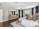 Sophisticated main bedroom featuring wood floors, fireplace, and modern chandelier at 14205 Conifer Dr, Orlando, FL 32832