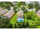 Aerial view showing screened pool and backyard, located in a well maintained community at 17614 Woodcrest Way, Clermont, FL 34714
