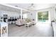 Bright open floor plan with sleek modern finishes, hardwood floors, and sliding glass doors to pool at 17614 Woodcrest Way, Clermont, FL 34714