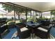 Covered screened patio with outdoor dining area and furniture at 2021 Wildfire Ct, Apopka, FL 32703
