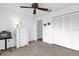Bright carpeted bedroom with ceiling fan, large closet and adjacent bathroom at 2344 Whispering Maple Dr., Orlando, FL 32837