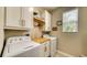Well-lit laundry room with modern washer and dryer and overhead cabinets at 600 Buchannan Dr, Davenport, FL 33837