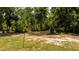 Backyard area featuring a badminton or volleyball net among lush greenery at 6917 Roman Ct, Clermont, FL 34714