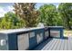 Outdoor kitchen featuring granite countertop, stainless steel appliances, and wooden deck at 6917 Roman Ct, Clermont, FL 34714
