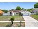 Well-maintained home exterior with fresh green grass, tidy yard, and inviting yellow front door at 7974 Village Green Rd, Orlando, FL 32818