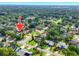 Wide aerial shot of residential neighborhood with mature trees and well-kept yards on a sunny day at 879 Matt Ln, Port Orange, FL 32127
