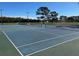 Well-maintained blue tennis court with visible net and surroundings, offering a recreational space at 1012 Marisol Ct, Orlando, FL 32828