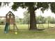 Spacious backyard features a playset, rope swing, and picnic table for outdoor Gathering fun at 11923 Lake Butler Blvd, Windermere, FL 34786