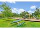 Community playground featuring multiple play structures and picnic tables on a sunny day at 14208 Shocklach Dr, Winter Garden, FL 34787