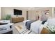 Comfortable bedroom with modern furniture, including a decorative rug and chandelier lighting at 14516 Sunbridge Cir, Winter Garden, FL 34787
