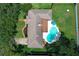 Aerial view of the home featuring a pool, patio, and pristine landscaping at 1529 Ensenada Dr, Orlando, FL 32825