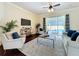 Bright living room features a plush rug, cozy seating, and large windows overlooking the pool at 19123 Sheldon St, Orlando, FL 32833