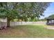 This fenced-in backyard features a grassy lawn, mature landscaping, and a screened-in porch at 30245 Cheval St, Mount Dora, FL 32757