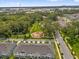 Aerial shot of townhomes near community playground, walking path, and pond surrounded by lush landscaping and trees at 3206 Water Sprite St, Orlando, FL 32808