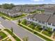 Aerial view captures the symmetrical layout of townhomes and green spaces, perfect for a peaceful residential setting at 3206 Water Sprite St, Orlando, FL 32808