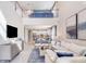 Bright and airy living room with soaring ceilings, modern furnishings, and open floor plan at 5684 Gingham Dr, Kissimmee, FL 34758