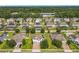 An aerial view showcases homes with well-kept lawns and backyard pools in a friendly neighborhood at 3184 Pinenut Dr, Apopka, FL 32712