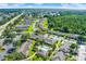 A lush aerial view of the residences with a communal pool, parking, and neighborhood surrounded by trees at 3249 Sandy Shore Ln, Kissimmee, FL 34743