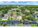 A beautiful aerial view of a multi-Gathering community with mature trees, ample parking and a sparkling pool at 3249 Sandy Shore Ln, Kissimmee, FL 34743