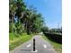 Scenic walking path with lush greenery, palm trees, and a clear blue sky at 391 Cape Honeysuckle Pl, Sanford, FL 32771
