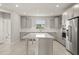 Clean kitchen design with stainless steel appliances, modern cabinets, and a center island at 7724 Sweet Star Ave, Orlando, FL 32836
